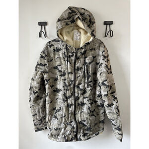 Cold Culture Full Zip Sherpa Lined Camo Hoodie Men’s XL Warm Streetwear EUC
